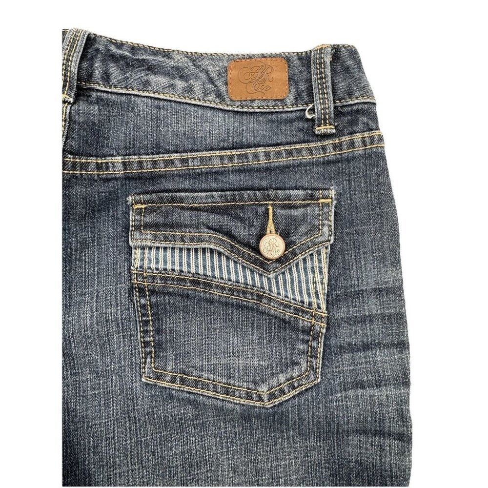 American Rag Cie jean size7 pinstriped distressed straight crop inseam 26